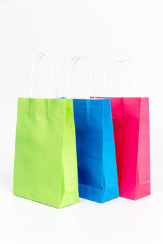 不同颜色纸质购物袋图片素材免费下载
