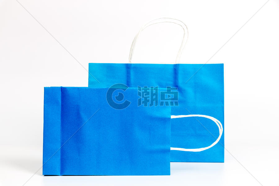 蓝色大小纸质购物袋图片素材免费下载