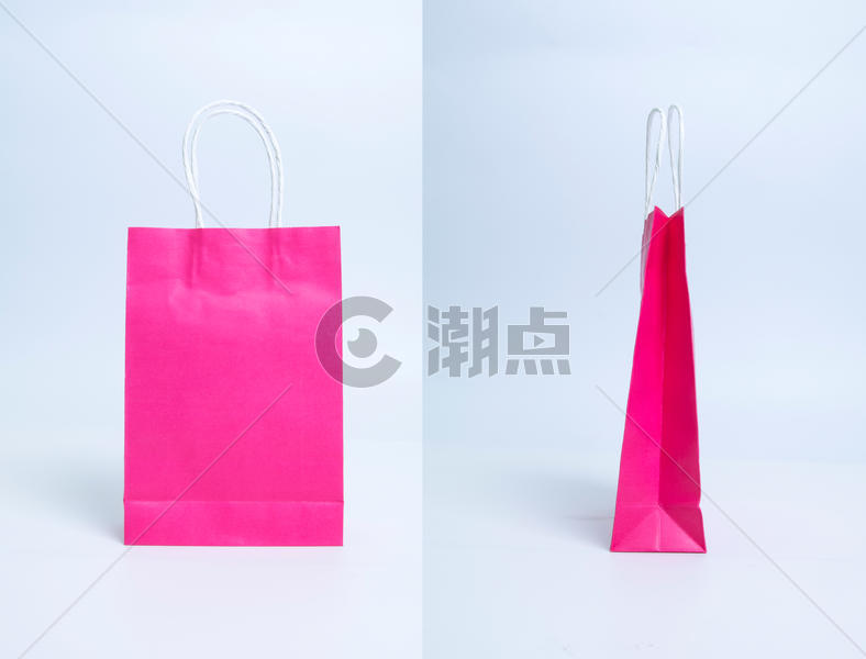 纯色红色购物袋纸袋单个拍摄图片素材免费下载
