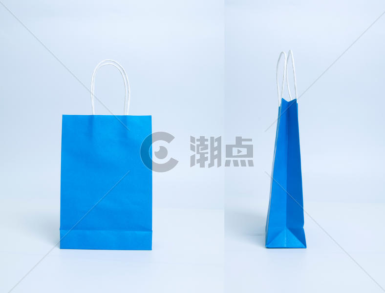 纯色蓝色购物袋纸袋单个拍摄图片素材免费下载