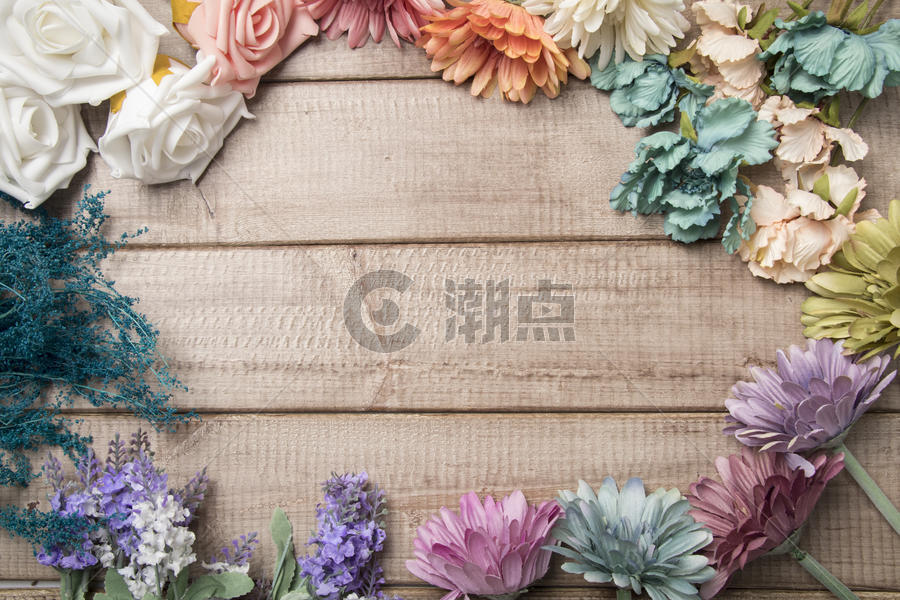 复古背景鲜花木板设计素材图片素材免费下载