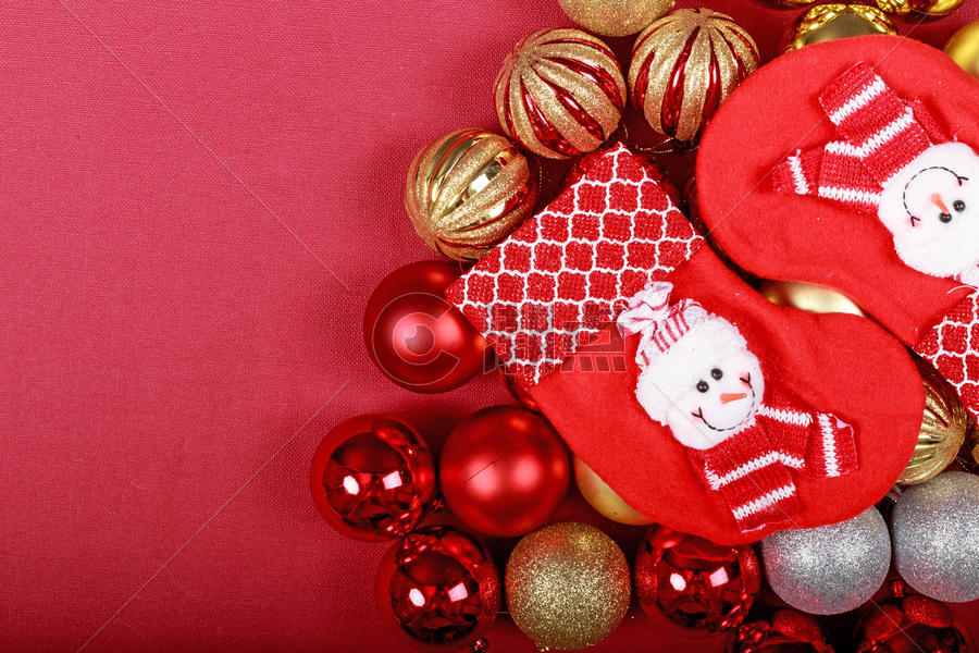 圣诞节红喜装扮饰品背景图片素材免费下载