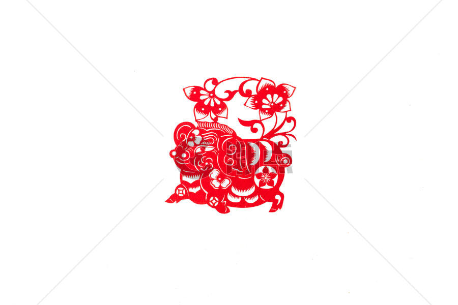 新春十二生肖中国剪纸摆拍图片素材免费下载