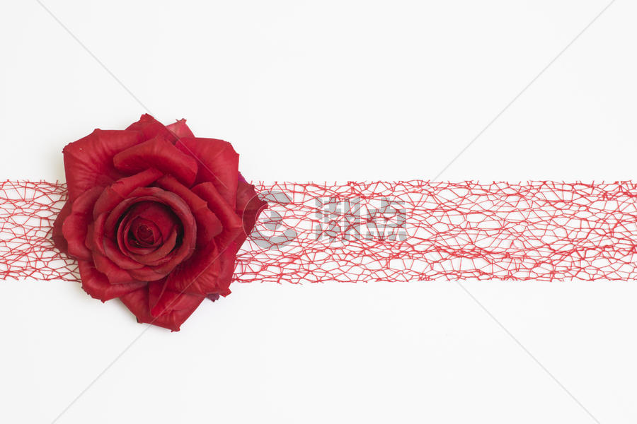 红色玫瑰和缎带图片素材免费下载