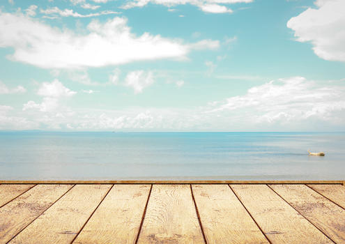 木板空处的海景图片素材免费下载