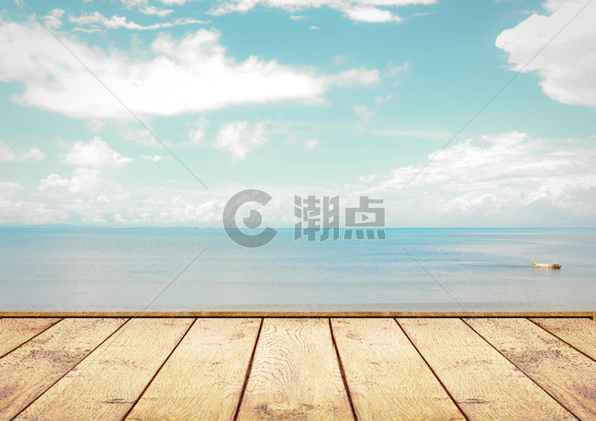 木板空处的海景图片素材免费下载
