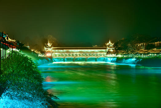 都江堰夜景图片素材免费下载