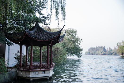 杭州西湖休息凉亭图片素材免费下载