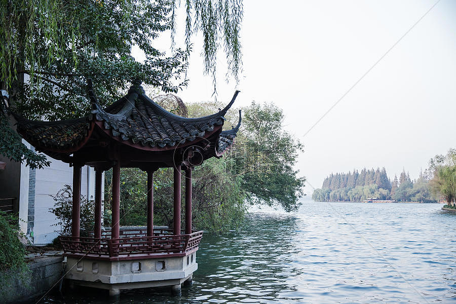 杭州西湖休息凉亭图片素材免费下载