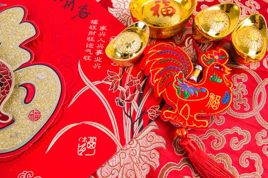 喜庆氛围春节鸡年装饰图片素材免费下载