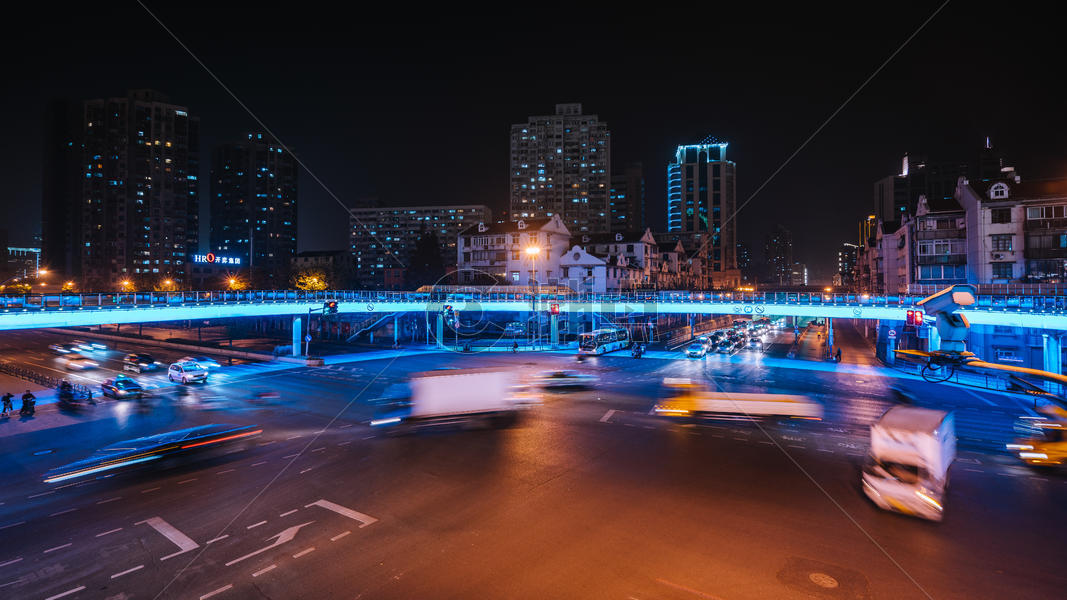 城市车流夜景慢门拍摄图片素材免费下载