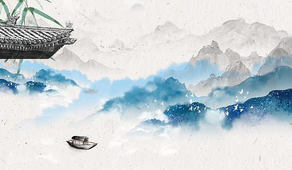 中国风水墨山水画背景图片素材免费下载