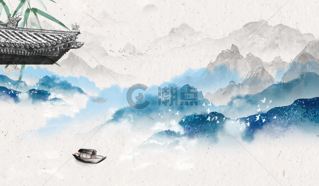 中国风水墨山水画背景图片素材免费下载