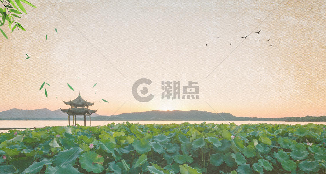中国风山水亭子背景图片素材免费下载