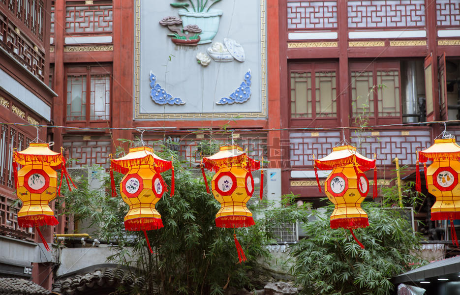 上海豫园民俗灯笼喜庆过年图片素材免费下载
