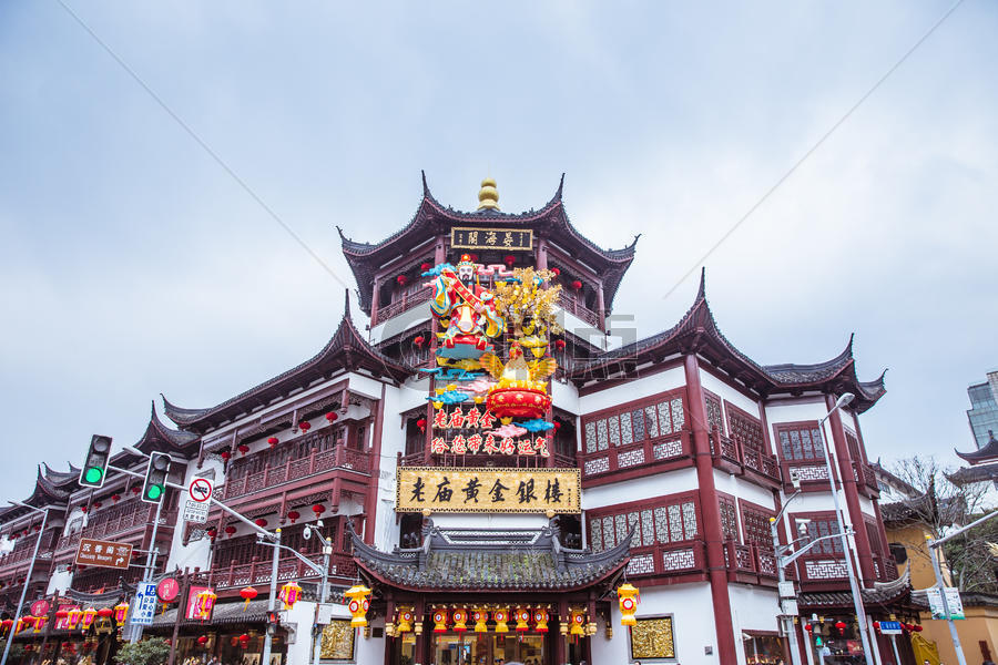 春节豫园建筑外立面装饰图片素材免费下载