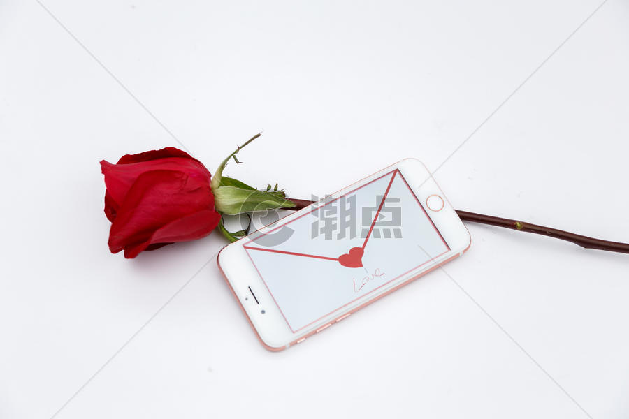 玫瑰花和手机图片素材免费下载