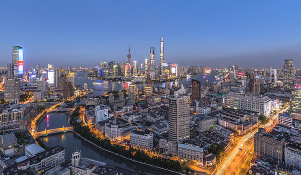 俯瞰上海夜景图片素材免费下载