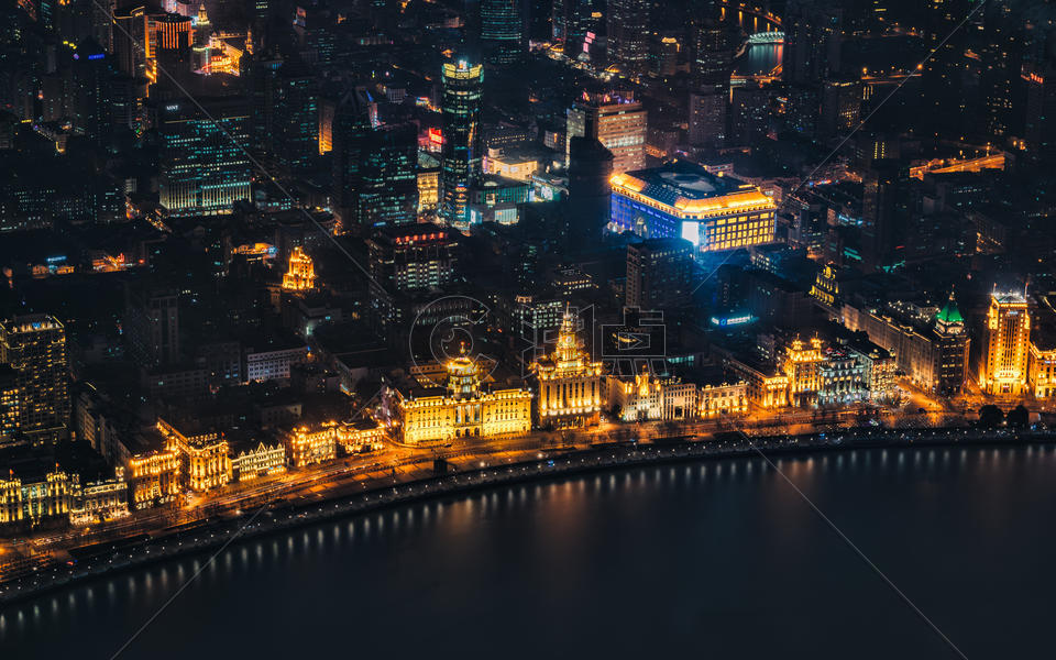 上海城市夜景俯拍图片素材免费下载
