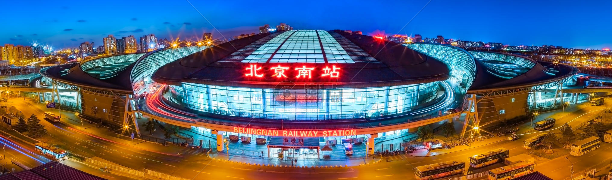 北京南站夜景图片素材免费下载