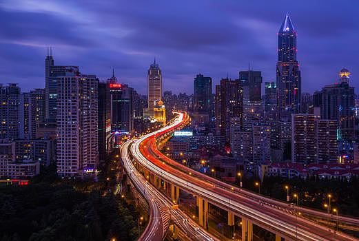川流不息的上海高架桥图片素材免费下载