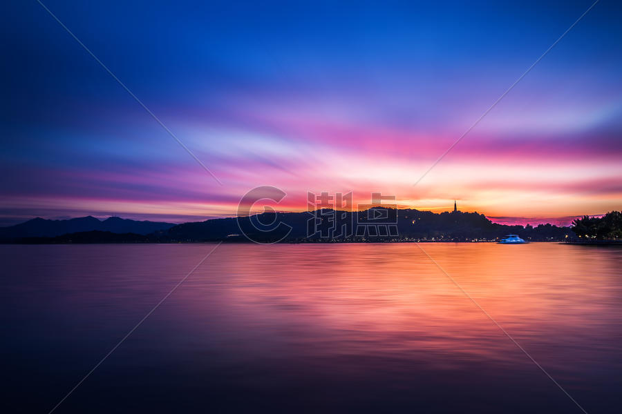 西湖的夕阳图片素材免费下载