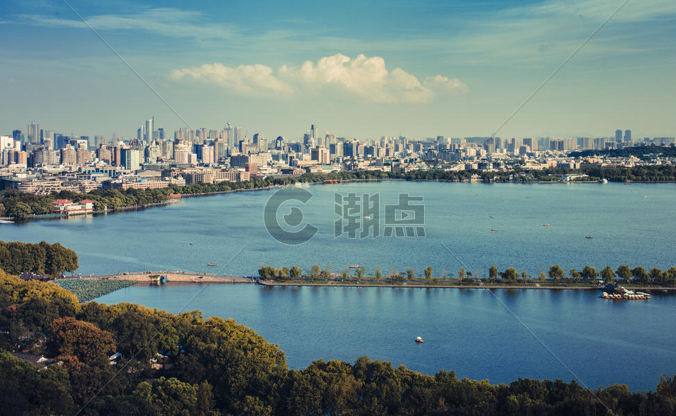 西湖杭州 城市风景 全景 背景图片素材免费下载