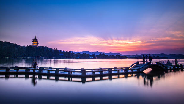 西湖夜景全景图片素材免费下载