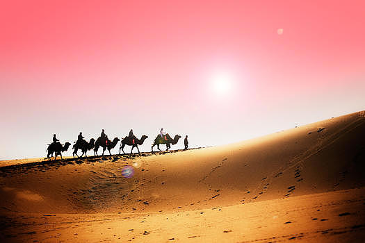 新疆鸣沙山沙漠驼铃图片素材免费下载