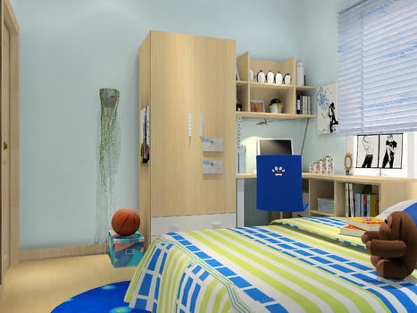 温馨的儿童房卧室效果图图片素材免费下载