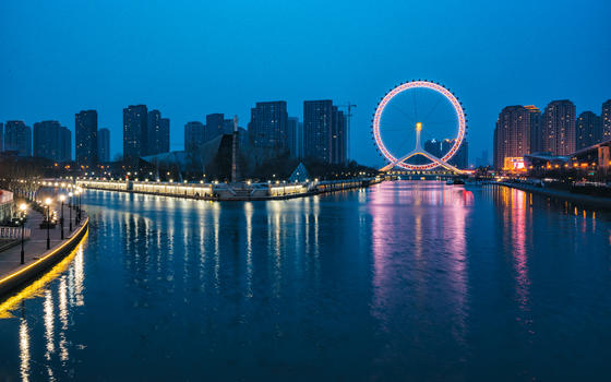 天津之眼傍晚夜景图片素材免费下载