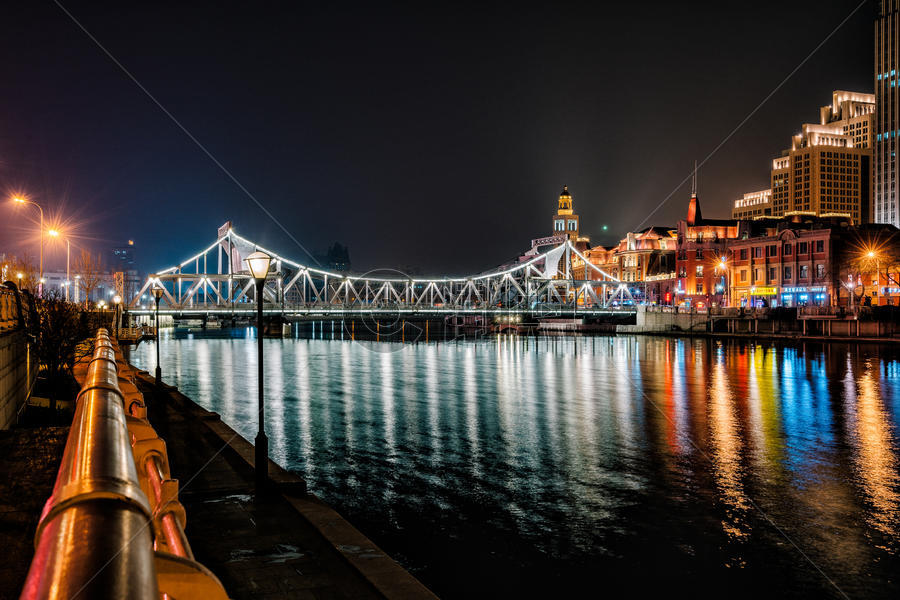 天津海河沿岸夜景图片素材免费下载
