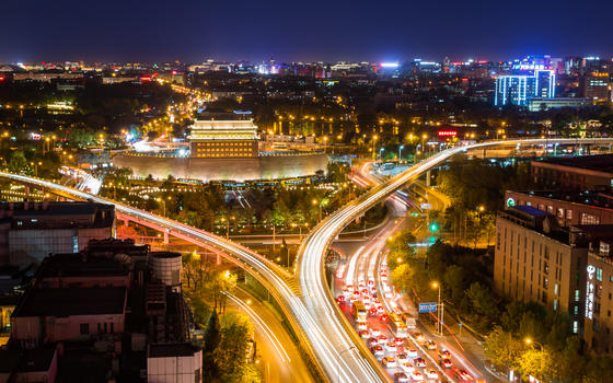 北京皇城根儿德胜门建筑夜景图片素材免费下载