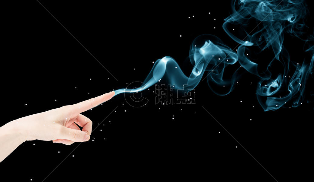 手指点击发散智能虚拟烟雾图片素材免费下载