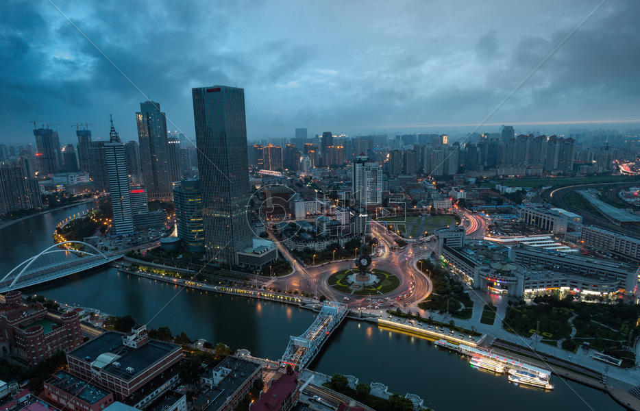 天津海河广场世纪钟风光摄影图片素材免费下载
