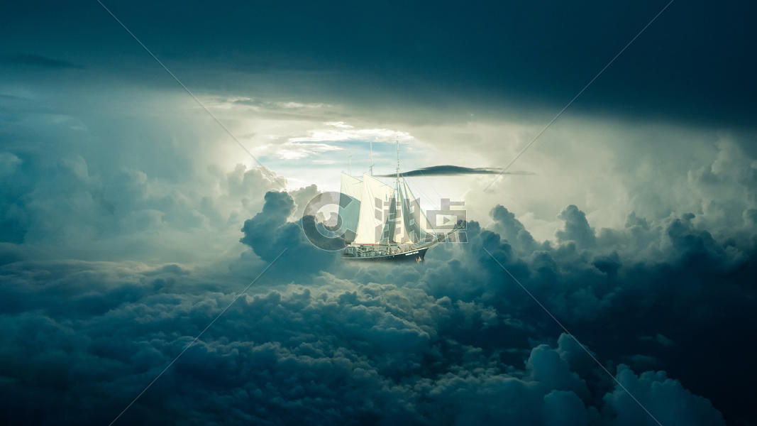 船在天空中云层漂浮图片素材免费下载