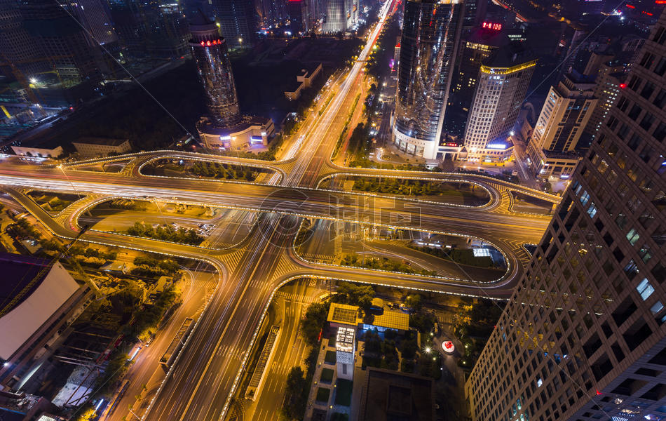 北京繁华都市夜景CBD国贸桥夜景图片素材免费下载