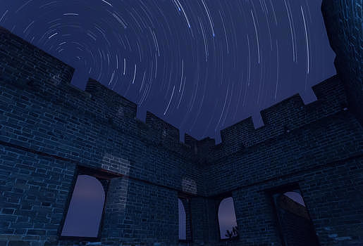 长城星空星轨夜景图片素材免费下载
