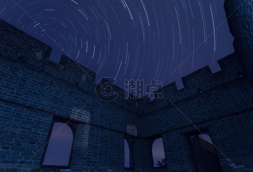 长城星空星轨夜景图片素材免费下载