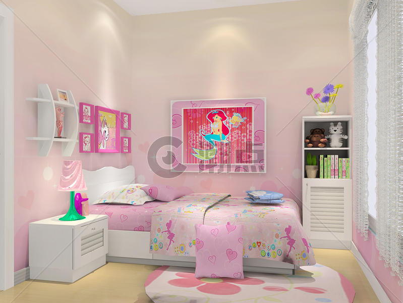粉嫩色的公主房图片素材免费下载