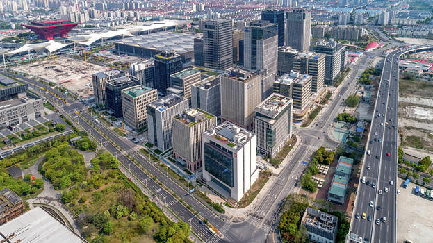 航拍上海城市建筑图片素材免费下载