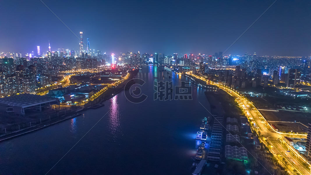 现代都市航拍城市夜景图片素材免费下载