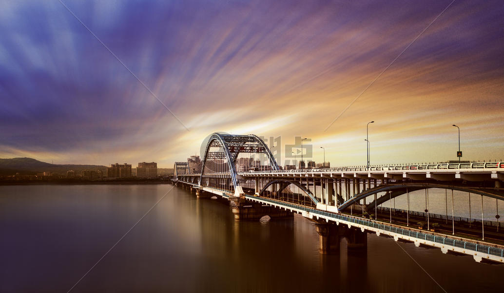 大桥与城市航拍图片素材免费下载