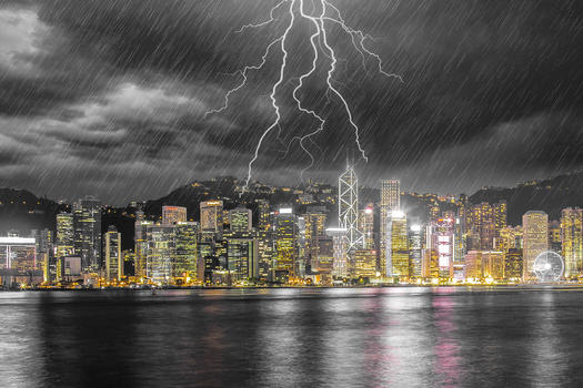 雷雨中的城市图片素材免费下载