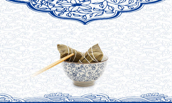 青花瓷碗装着香喷喷的粽子图片素材免费下载