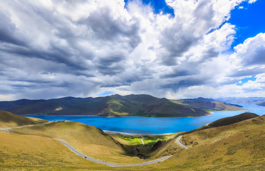 西藏羊左雍措湖美丽风光图片素材免费下载