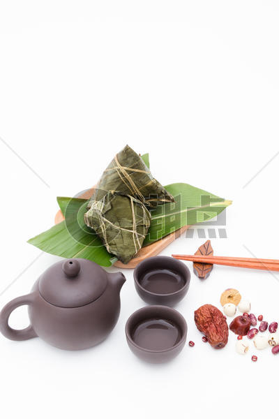 端午粽子茶壶静物白色桌面摄影图片素材免费下载