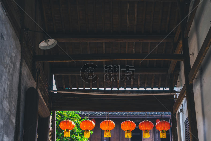 杭州小河直街上的红灯笼图片素材免费下载