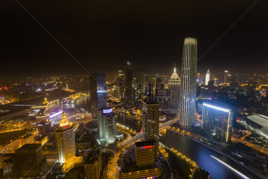 天津城市建筑夜景图片素材免费下载