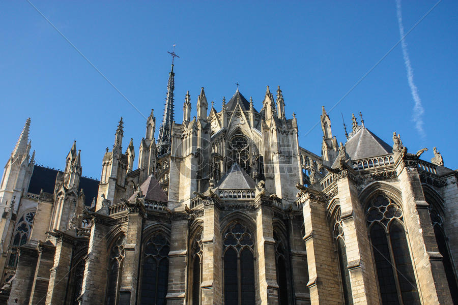 法国亚眠 天主教圣母大教堂 背面 建筑局部图片素材免费下载